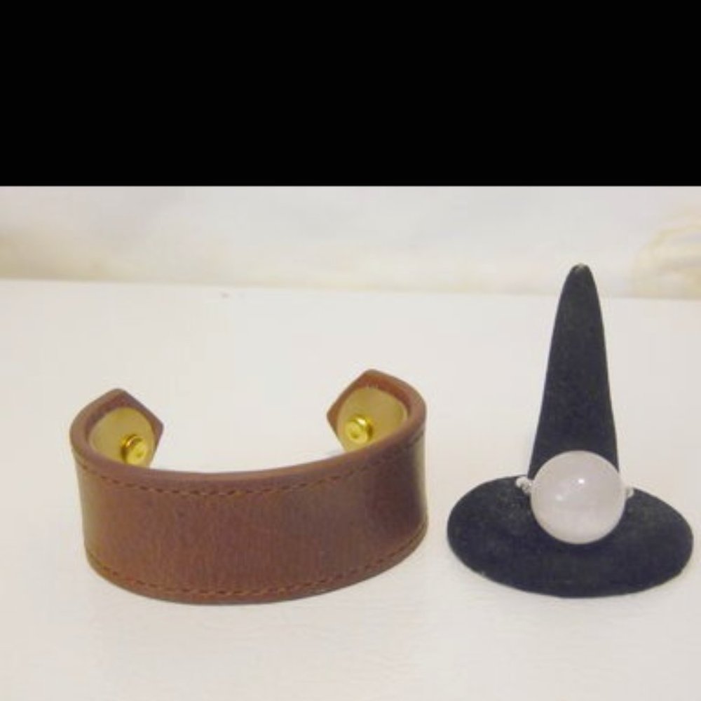 Colleen Lopez Gemstone Ball Ring and Ambra Leather Cuff